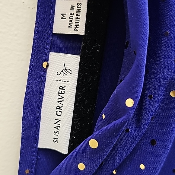 🟡SUSAN GRAVER Cowl Neck Tunic (Purple w/ Gold, Medium) - Picture 5 of 9